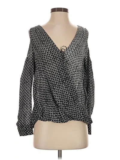 Pre-owned Nicole Miller Long Sleeve Blouse In Gray