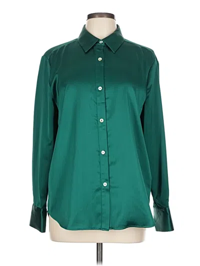 Pre-owned Nicole Miller Long Sleeve Blouse In Green