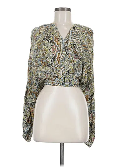 Pre-owned Nicole Miller Long Sleeve Blouse In Green