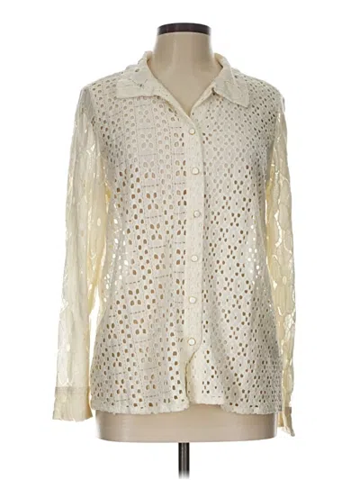 Pre-owned Nicole Miller Long Sleeve Blouse In Ivory