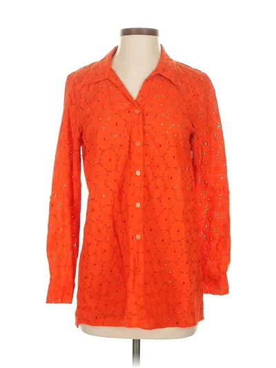 Pre-owned Nicole Miller Long Sleeve Blouse In Orange