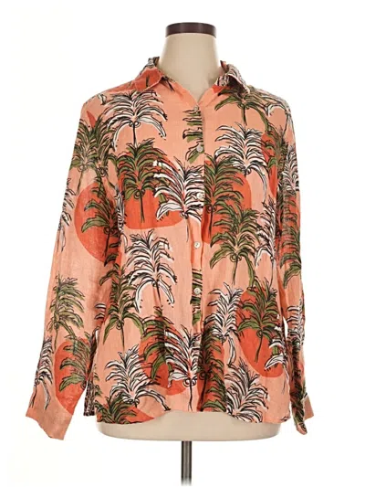 Pre-owned Nicole Miller Long Sleeve Blouse In Orange