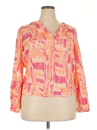 Pre-owned Nicole Miller Long Sleeve Blouse In Orange