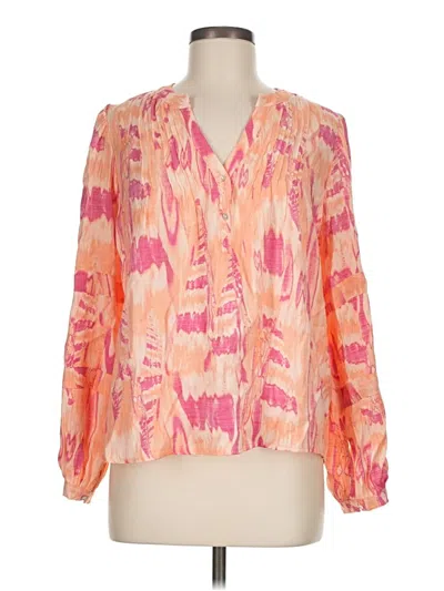 Pre-owned Nicole Miller Long Sleeve Blouse In Pink
