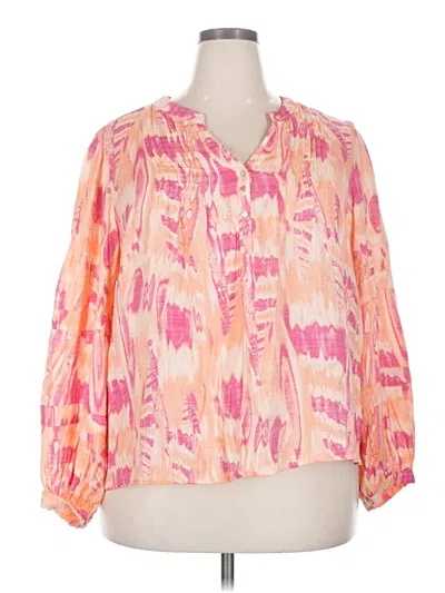 Pre-owned Nicole Miller Long Sleeve Blouse In Pink