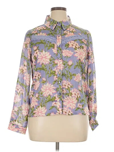 Pre-owned Nicole Miller Long Sleeve Blouse In Pink