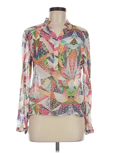 Pre-owned Nicole Miller Long Sleeve Blouse In Pink