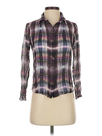 Pre-owned Nicole Miller Long Sleeve Blouse In Purple