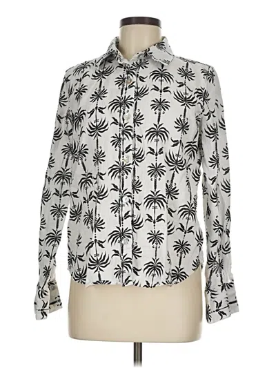 Pre-owned Nicole Miller Long Sleeve Blouse In Silver