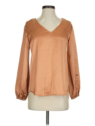 Pre-owned Nicole Miller Long Sleeve Blouse In Tan