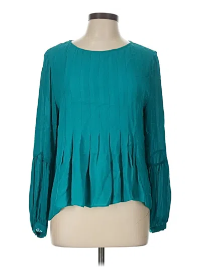 Pre-owned Nicole Miller Long Sleeve Blouse In Teal