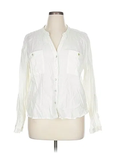 Pre-owned Nicole Miller Long Sleeve Blouse In White