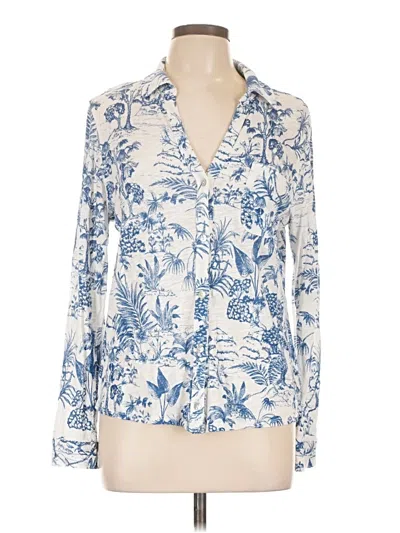 Pre-owned Nicole Miller Long Sleeve Blouse In White