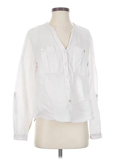 Pre-owned Nicole Miller Long Sleeve Blouse In White