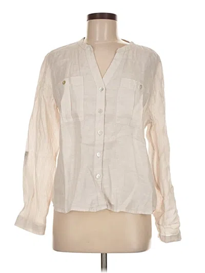 Pre-owned Nicole Miller Long Sleeve Blouse In White