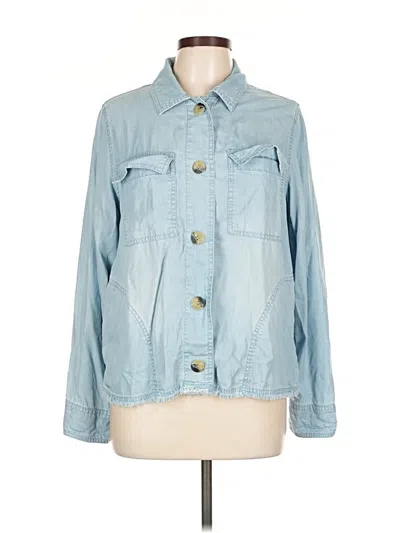Pre-owned Nicole Miller Long Sleeve Button Down Shirt In Blue
