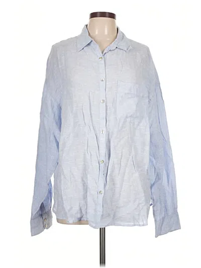 Pre-owned Nicole Miller Long Sleeve Button Down Shirt In Blue