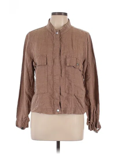Pre-owned Nicole Miller Long Sleeve Button Down Shirt In Brown