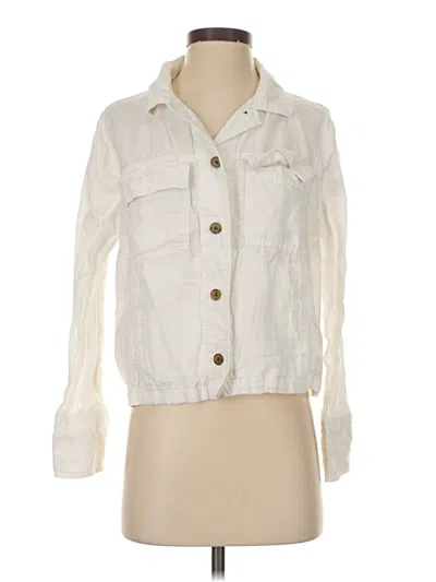 Pre-owned Nicole Miller Long Sleeve Button Down Shirt In White