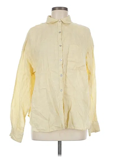 Pre-owned Nicole Miller Long Sleeve Button Down Shirt In Yellow