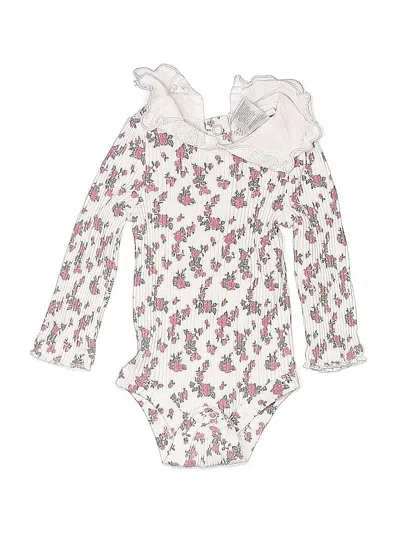 Pre-owned Nicole Miller Babies' Long Sleeve Onesie In White