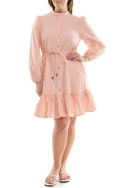 Nicole Miller Long Sleeve Poplin Shirt In Pink