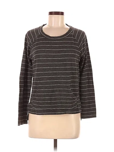 Pre-owned Nicole Miller Long Sleeve Top Gray Crew Neck Tops