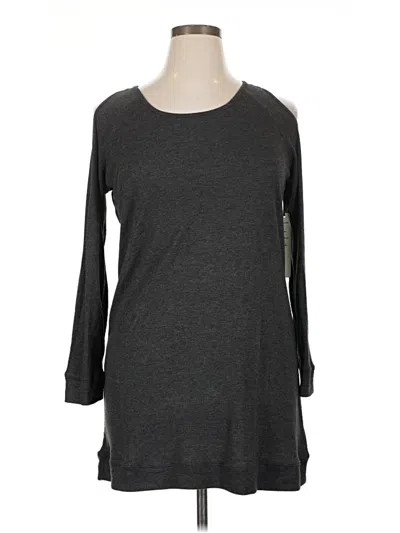 Nicole Miller Long Sleeve Top Gray Crew Neck Tops