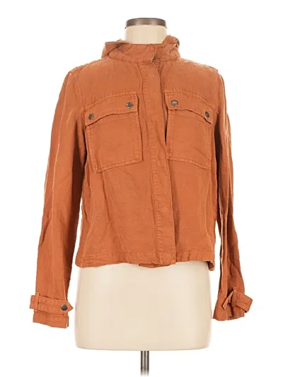 Pre-owned Nicole Miller Long Sleeve Top Orange Cowl Neck Tops