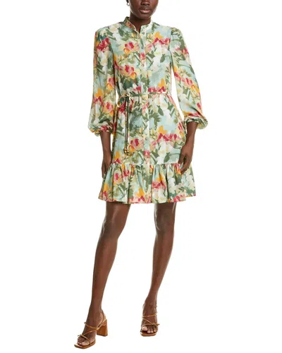 Nicole Miller Lora Crepe Shirtdress In Multi