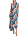 Nicole Miller One Shoulder Pleat Dress In Multi