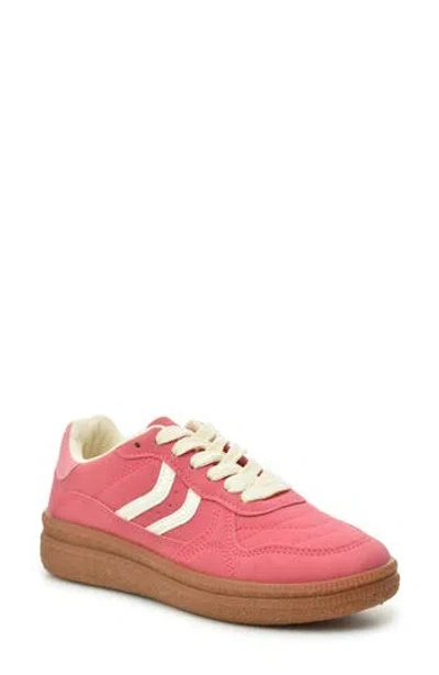 Nicole Miller Low Top Crepe Sole Sneaker In Hot Pink Bone Pink