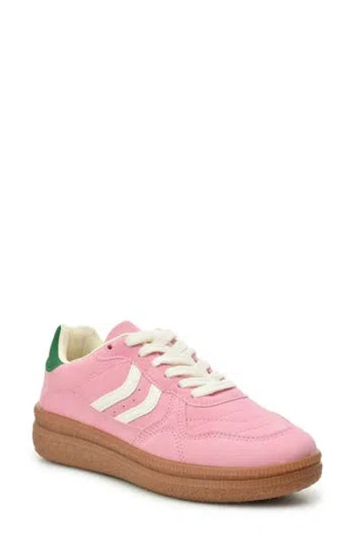 Nicole Miller Low Top Crepe Sole Sneaker In Pink White Green