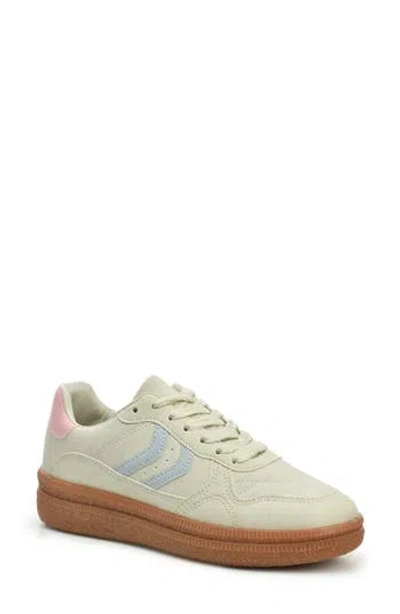 Nicole Miller Low Top Crepe Sole Sneaker In Stone Blue Pink
