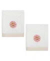 Nicole Miller Luxe Flake 2-pack Cotton Hand Towel Set, 28" X 16" In White