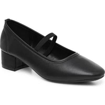 Nicole Miller Marlie Faux Leather Mary Jane Heel In Black
