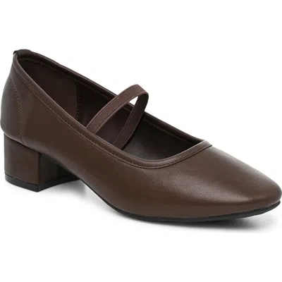 Nicole Miller Marlie Faux Leather Mary Jane Heel In Brown