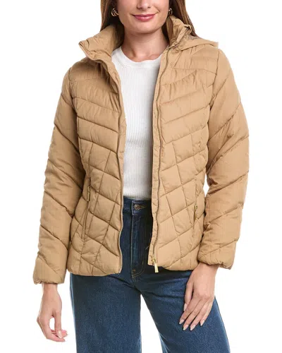Nicole Miller Matte Puffer Jacket In Brown