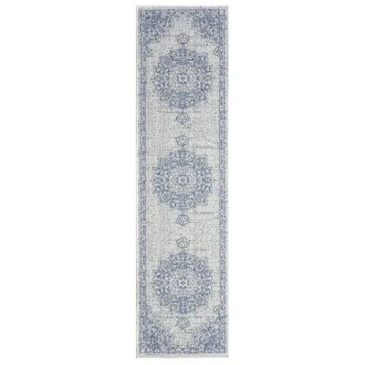 Nicole Miller Medallion Oriental Blue/gray Indoor/outdoor Runner