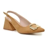 Nicole Miller Melrose Womens Pointed Closed Toe Block Heel Pumps In Brown