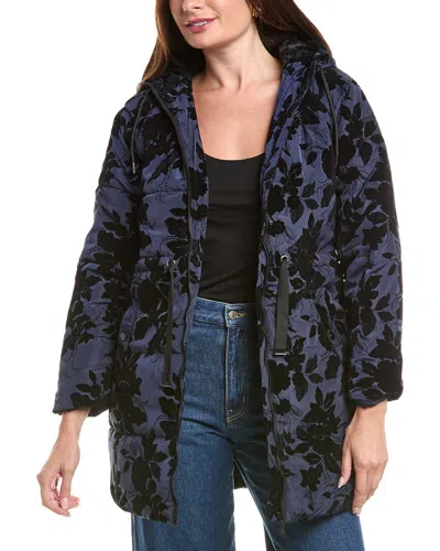 Nicole Miller Memory Twill Ribbon Coat In Blue