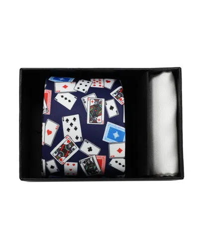 Nicole Miller Men's Casino Novelty Tie And Pocket Square, 2-piece Set In Multi