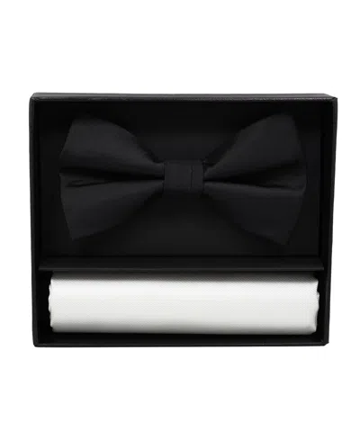 Nicole Miller Men's Pre-tied Bow Tie And Pocket Square, 2-piece Set In Black