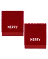Nicole Miller Merry 2-pack Cotton Hand Towel Set, 28" X 16" In Red