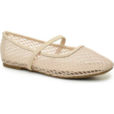 Nicole Miller Meshi Mary Jane Flat In Bone