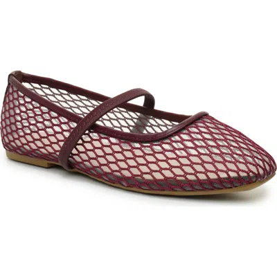 Nicole Miller Meshi Mary Jane Flat In Burgundy