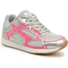 Nicole Miller Metallic Mesh Sneaker In Silver Fuchsia