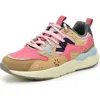 Nicole Miller Mix Media Sneaker In Fuchsia Tan Multi