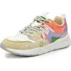Nicole Miller Mix Media Sneaker In White Beige Multi