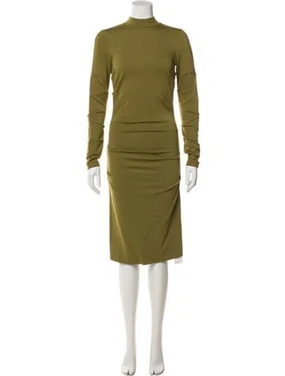 Pre-owned Nicole Miller Mock Neck Knee-length Dress In White